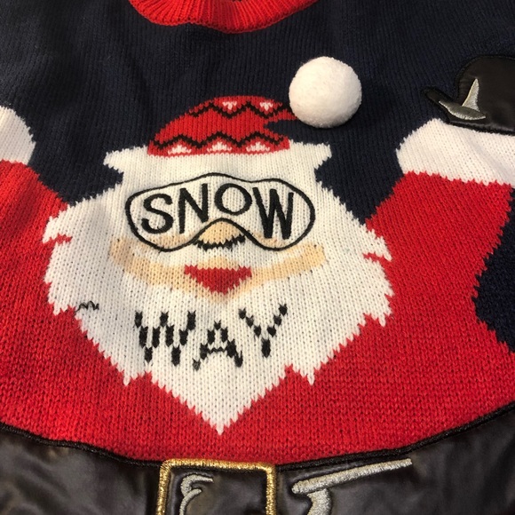 Ugly Christmas Sweater Santa Ski “snow way” Unisex Large - Picture 8 of 8
